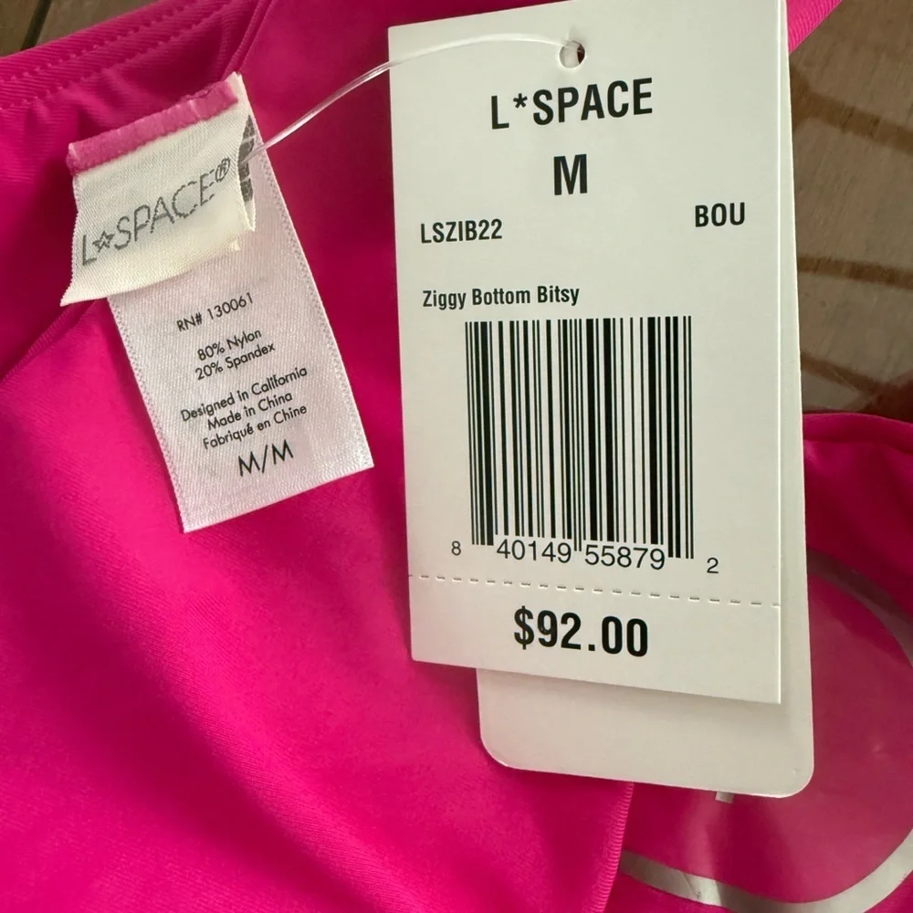 L*Space Ziggy Bikini Bottom in Bougainvillea Pink NWT Size M